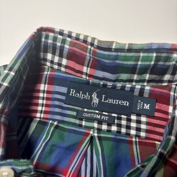 Ralph Lauren Custom Fit Multicolor Plaid Men's M Long Sleeve Button Down Shirt - Picture 8 of 8
